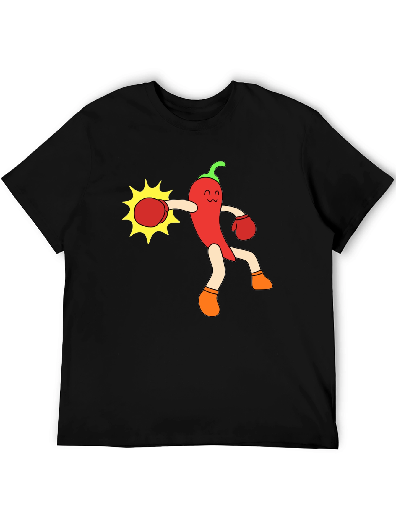 Funny Chili Pepper Boxing Black T-Shirt