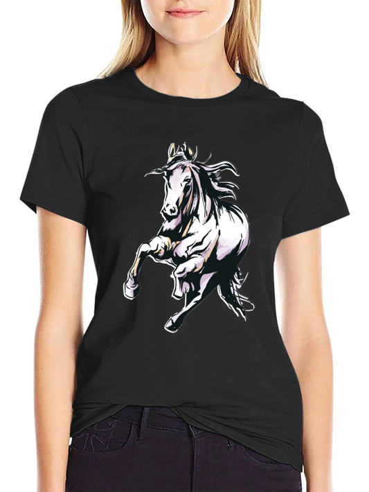 Horse Graphic Tee - Mens Black Cotton T-Shirt