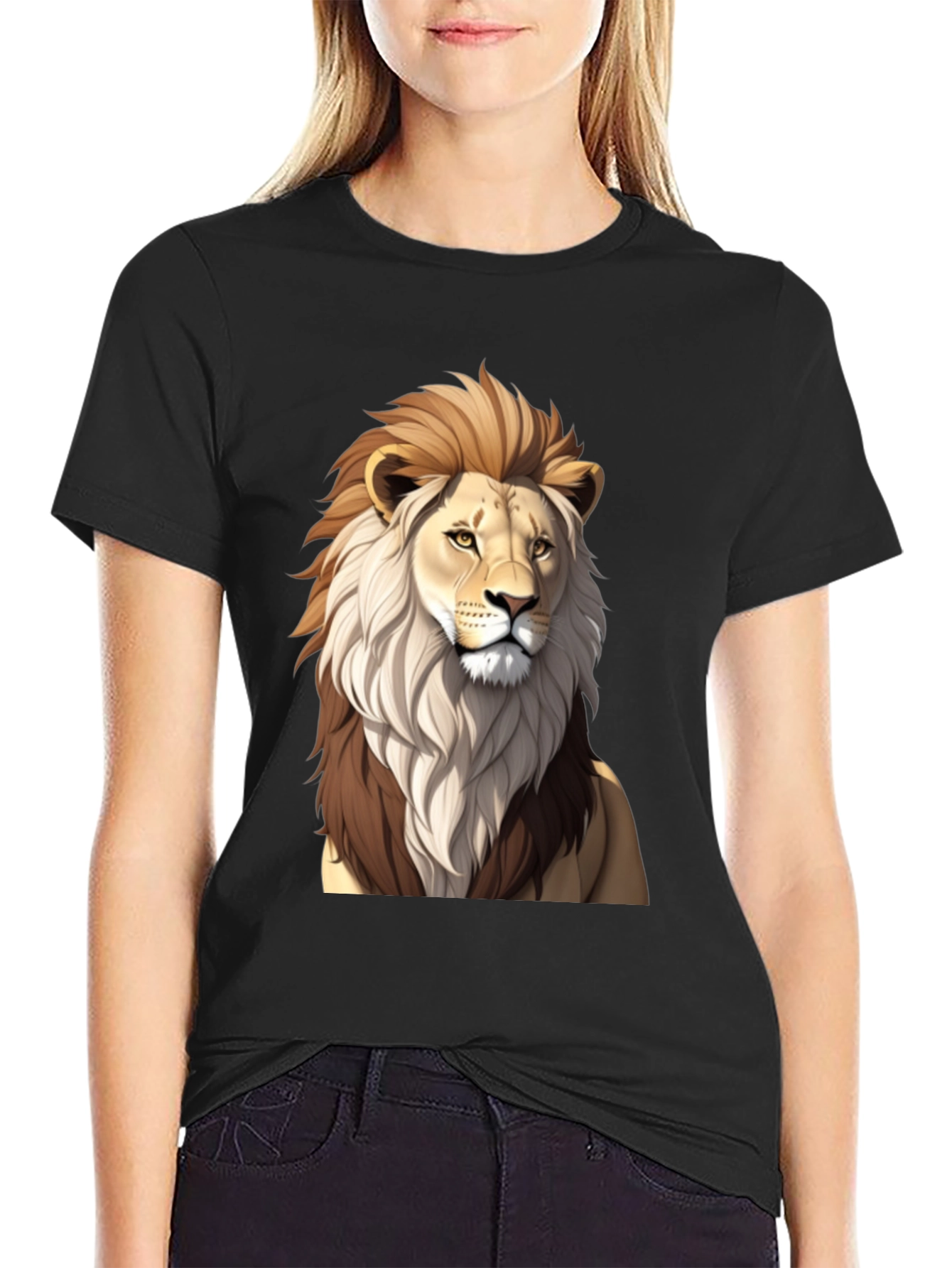 Lion Graphic Black T-Shirt - Mens Casual Wear