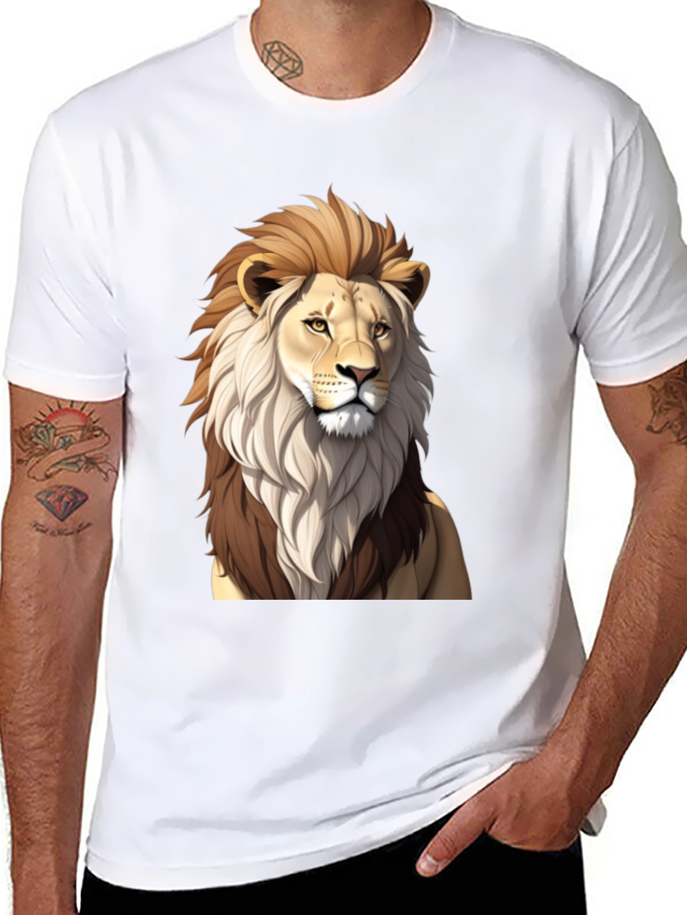 Lion Graphic Black T-Shirt - Mens Casual Wear