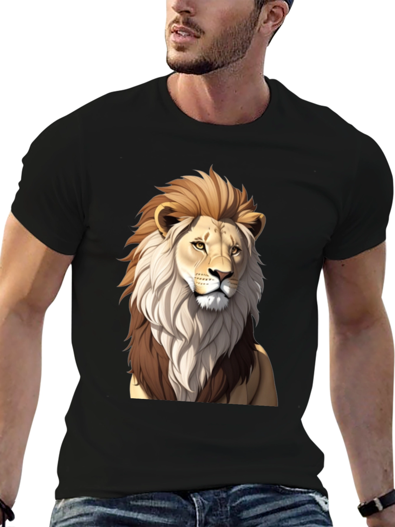 Lion Graphic Black T-Shirt - Mens Casual Wear