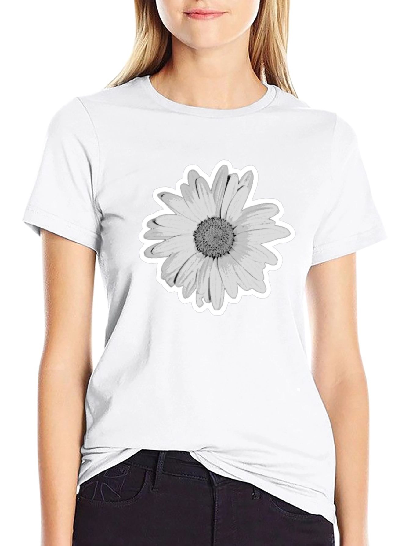 Daisy Graphic Print Black T-Shirt