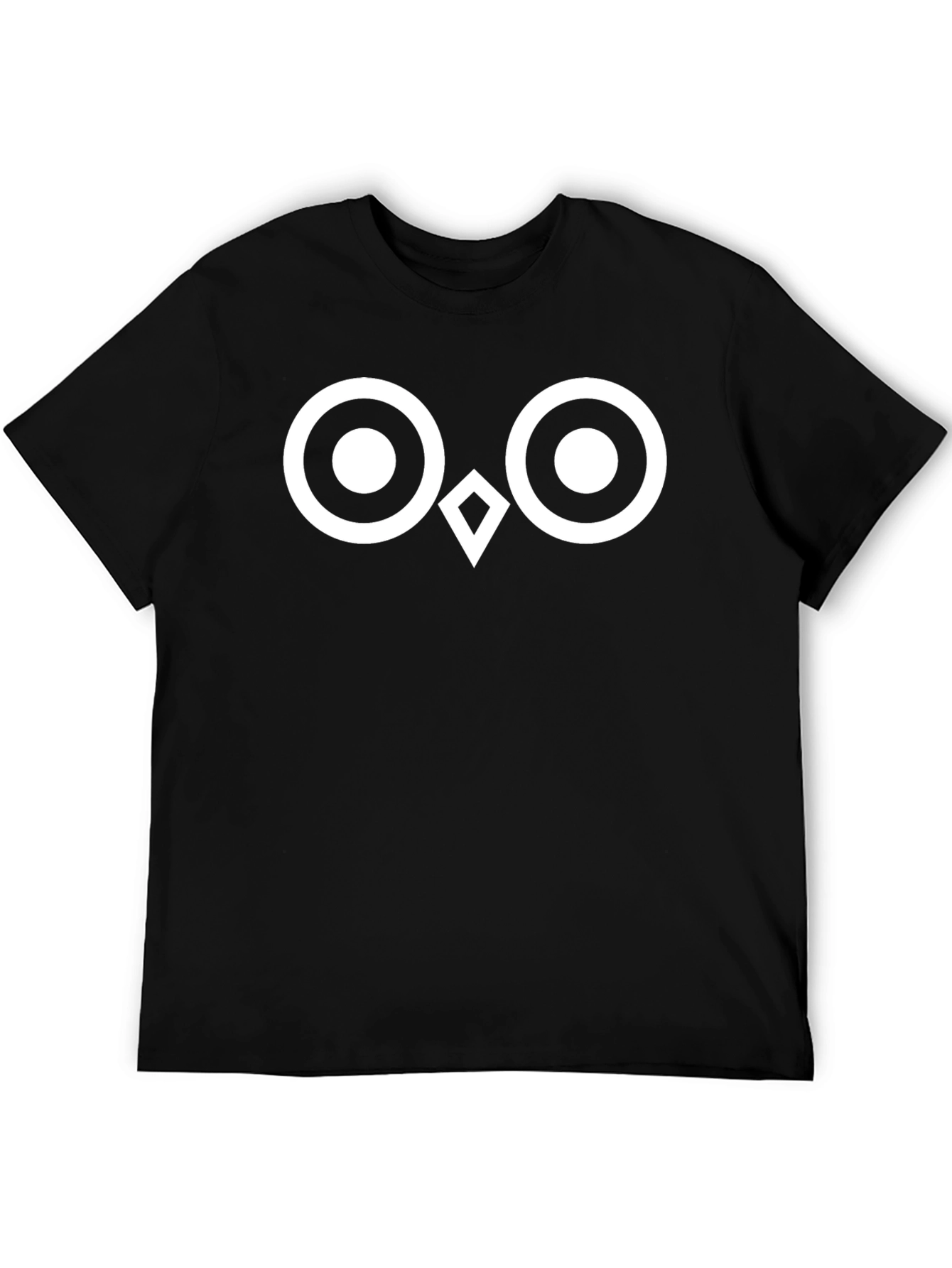 Owl Face Graphic Black Tee - Quirky Mens T-Shirt