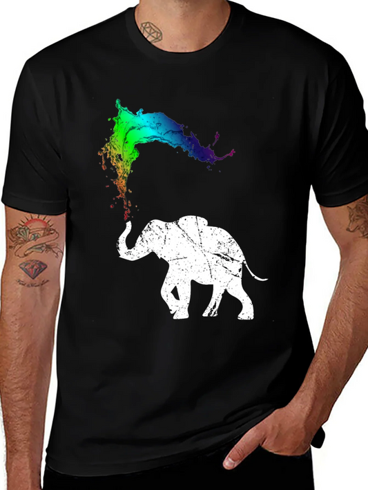Elephant Paint Splash Graphic Tee - Unique Design
