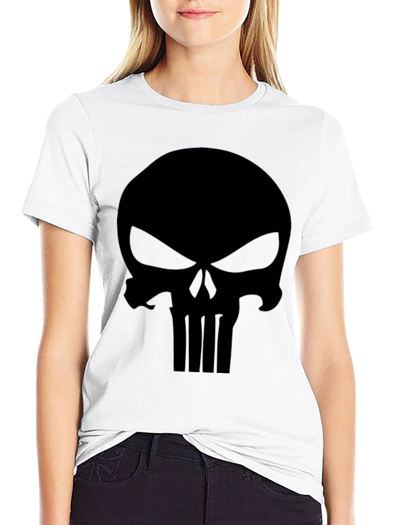 Mens Black Punisher Skull Graphic T-Shirt