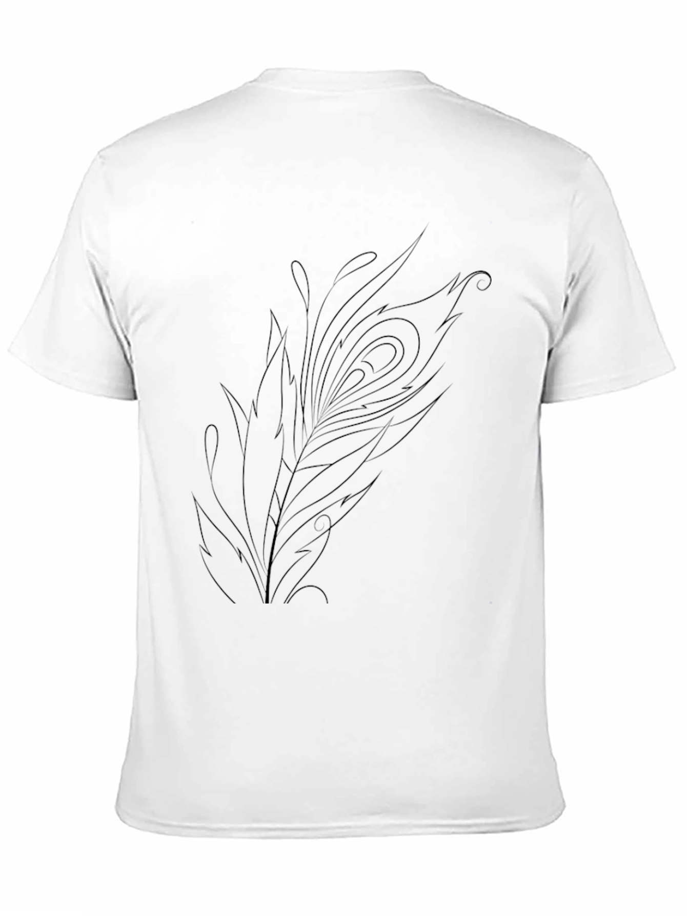 Mens Black Tee with Peacock Feather Design