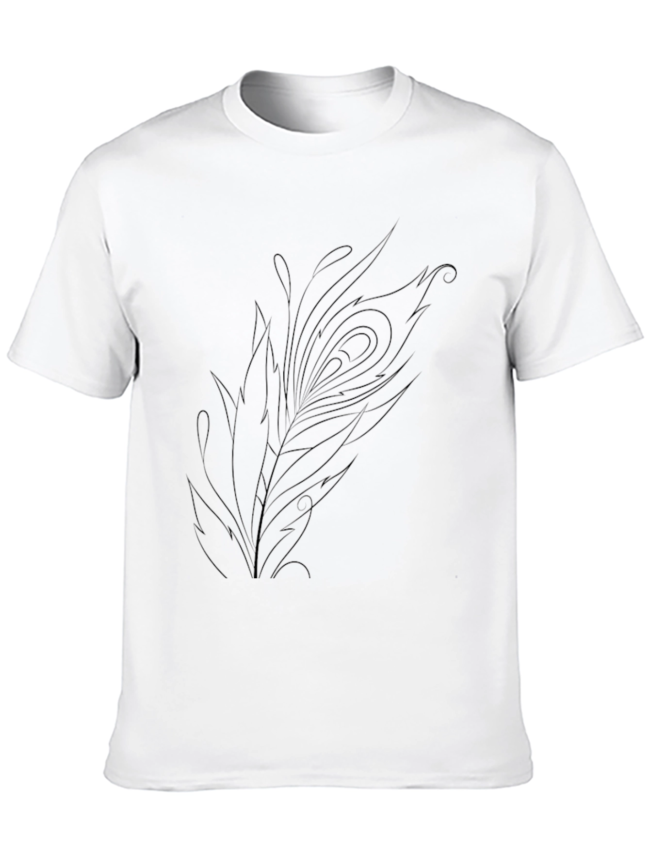 Mens Black Tee with Peacock Feather Design