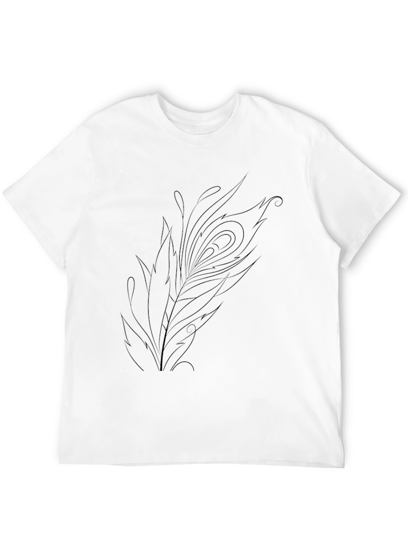 Mens Black Tee with Peacock Feather Design