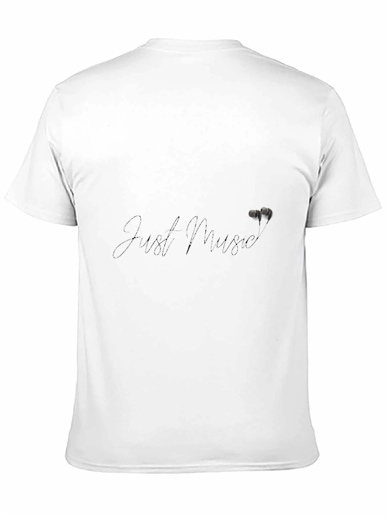 Just Music Black T-Shirt with Earphones Graphic