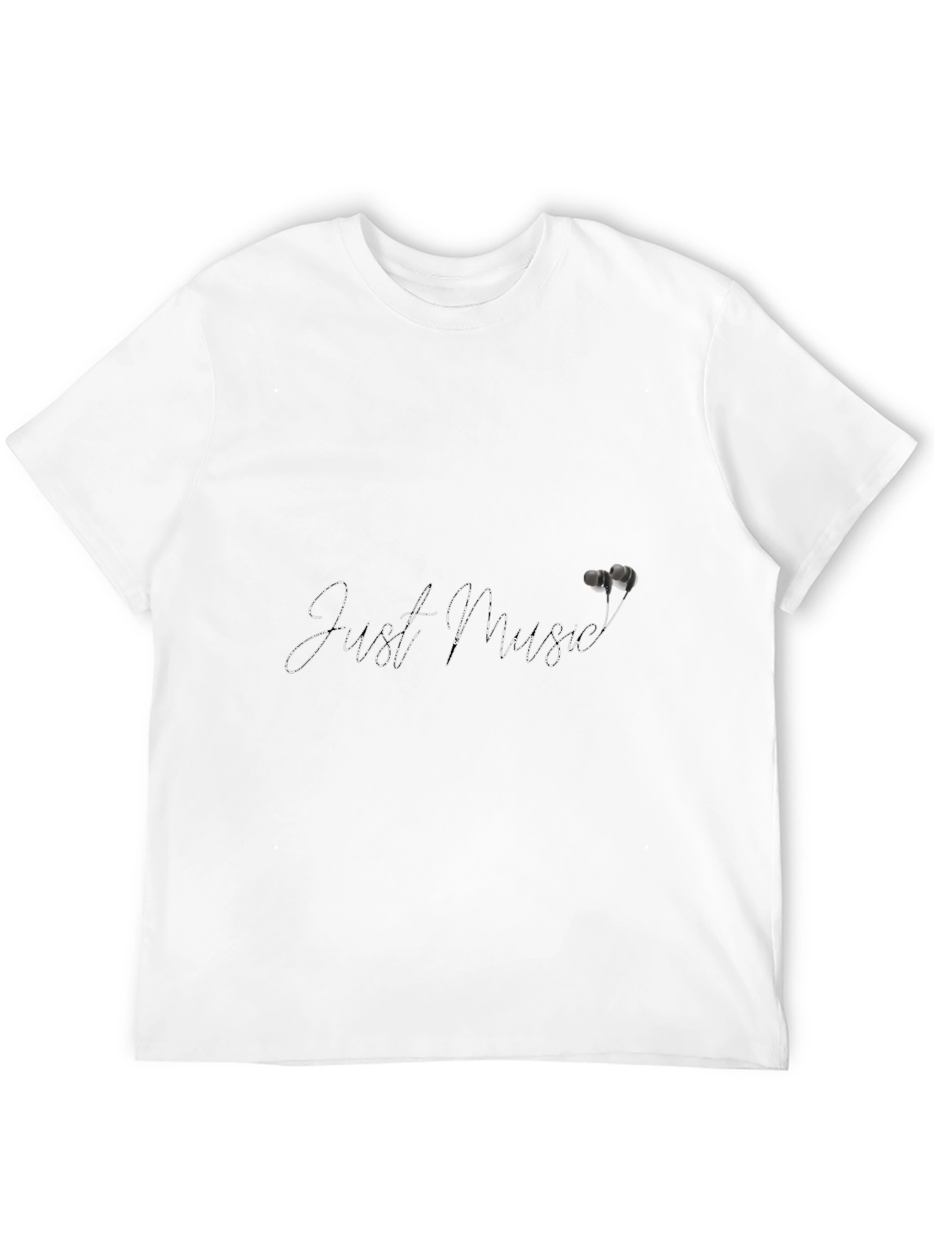 Just Music Black T-Shirt with Earphones Graphic