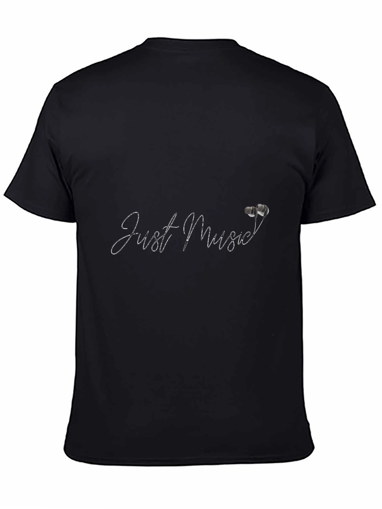 Just Music Black T-Shirt with Earphones Graphic