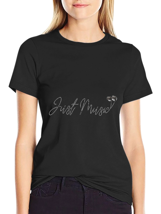 Just Music Black T-Shirt with Earphones Graphic