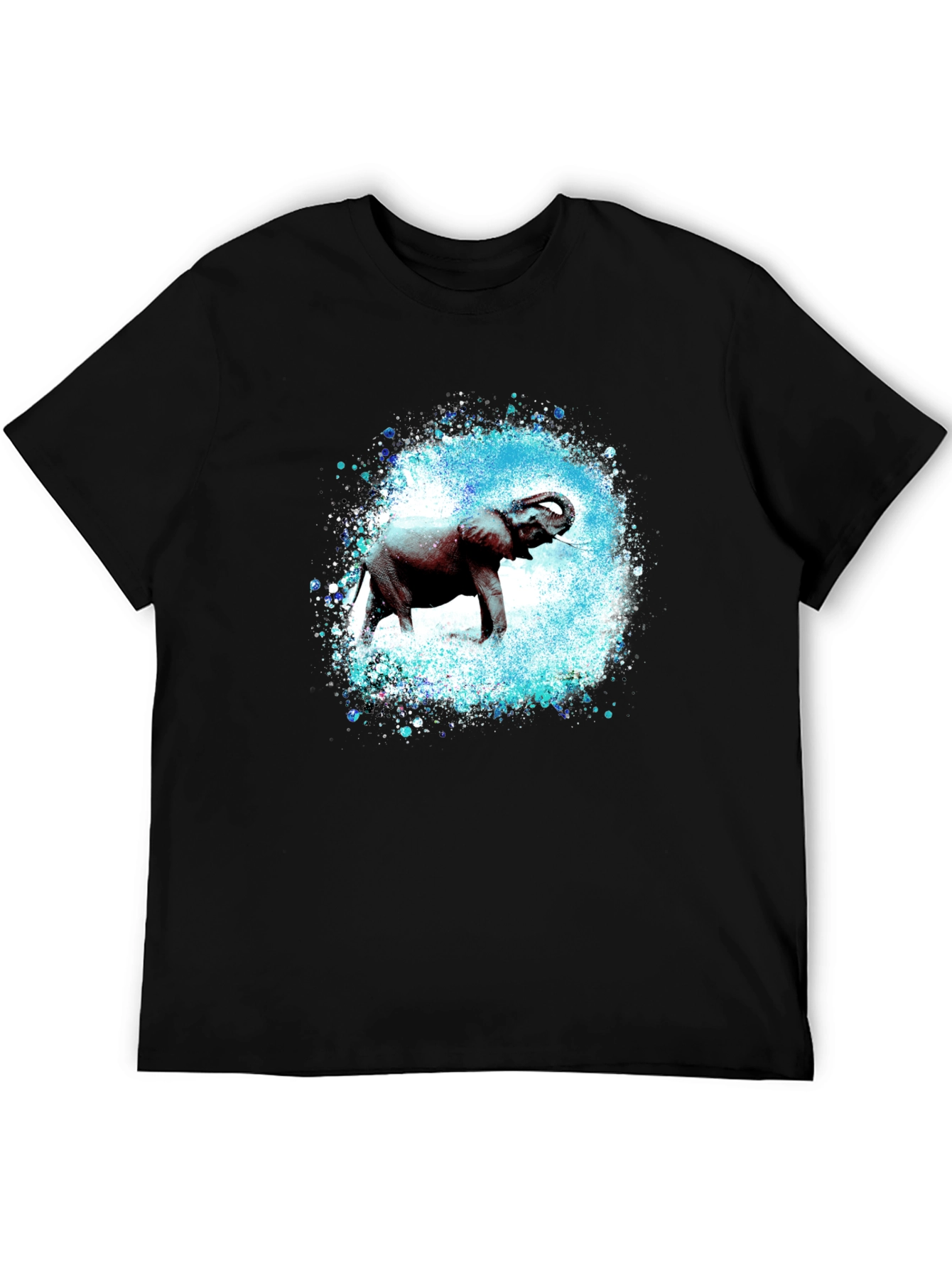 Elephant Splash Graphic Tee - Black Cotton