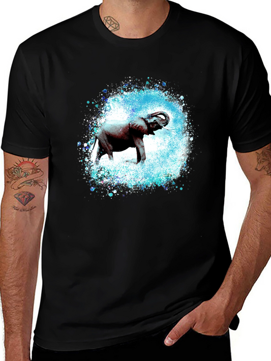 Elephant Splash Graphic Tee - Black Cotton