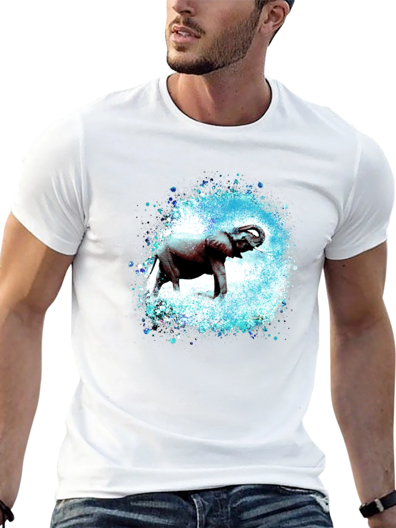 Elephant Splash Graphic Tee - Black Cotton