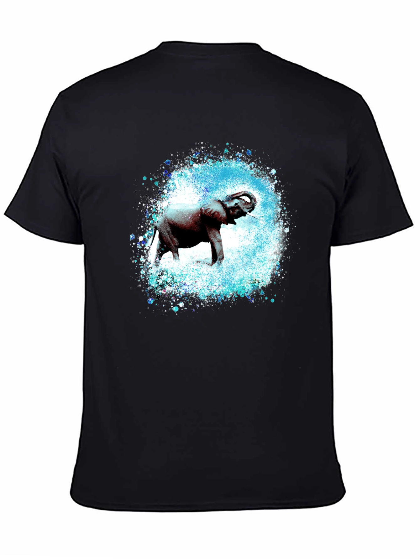 Elephant Splash Graphic Tee - Black Cotton