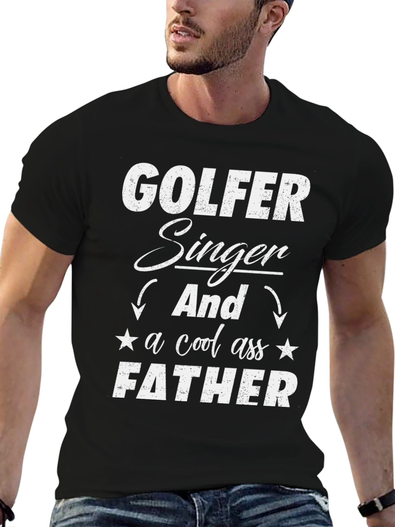 Golfer Singer Father Black Graphic Tee