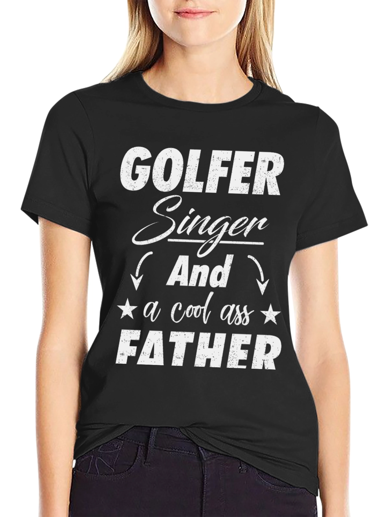 Golfer Singer Father Black Graphic Tee