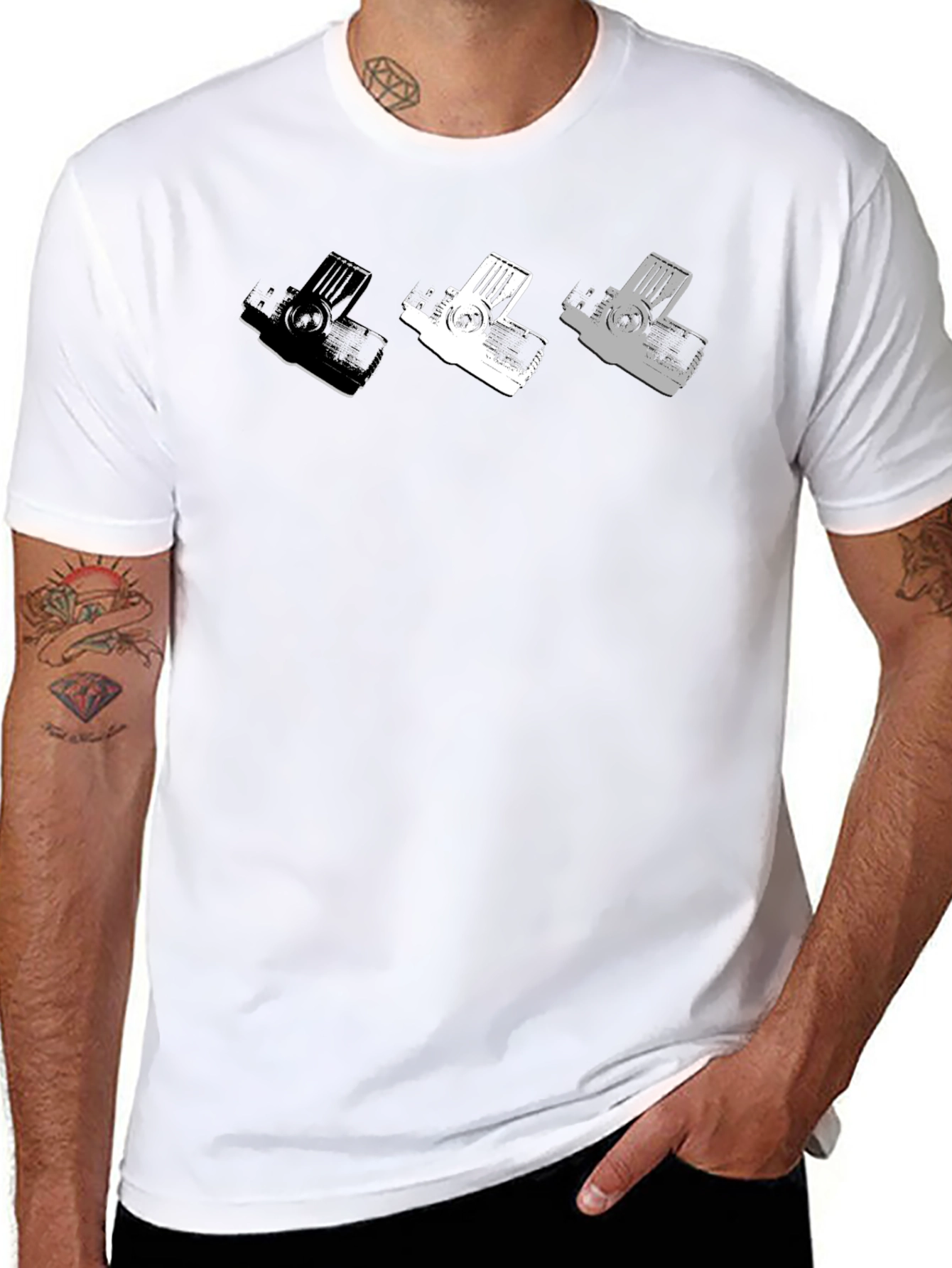 Retro Camera T-Shirt - Mens Black Graphic Tee