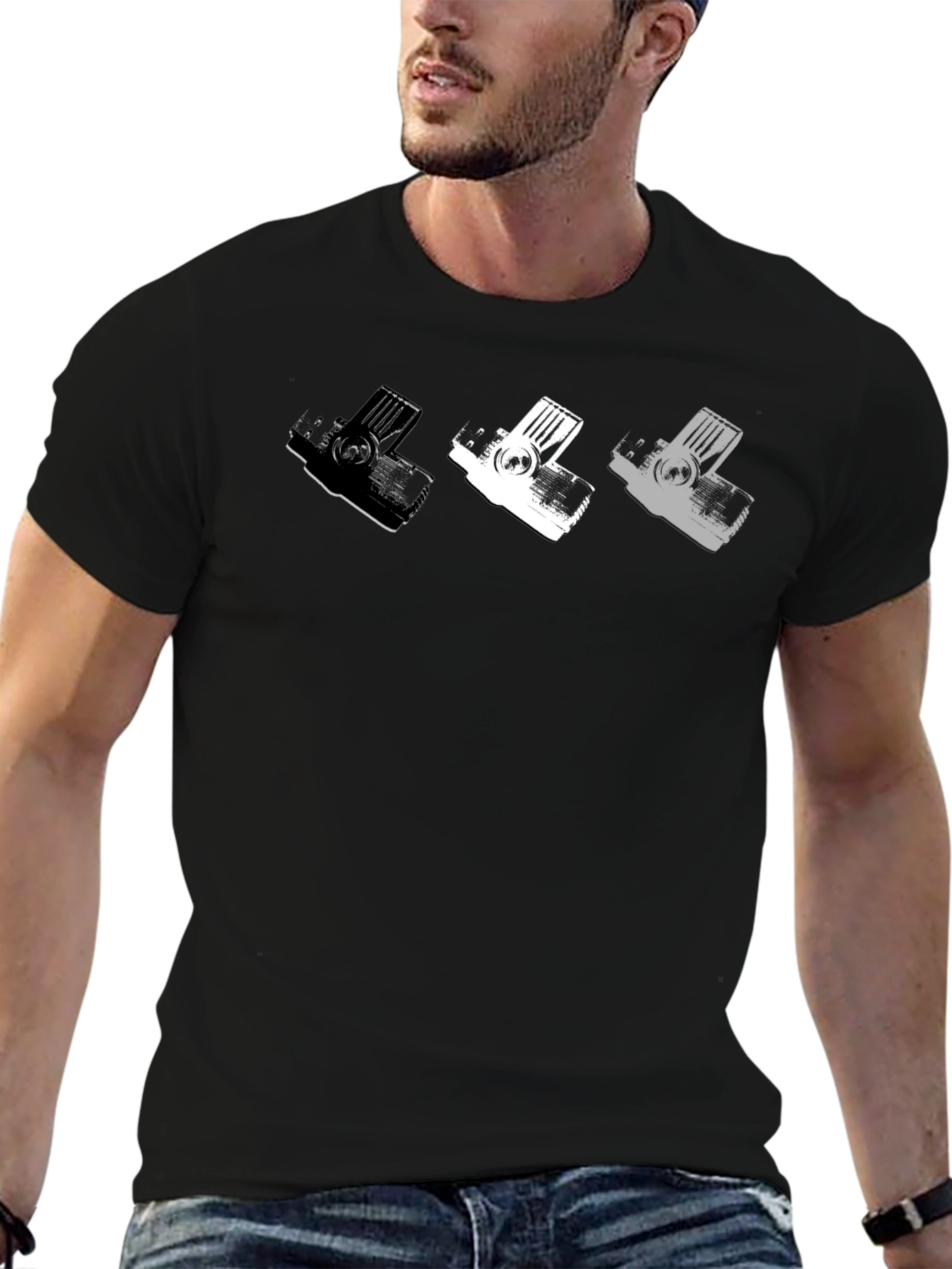 Retro Camera T-Shirt - Mens Black Graphic Tee