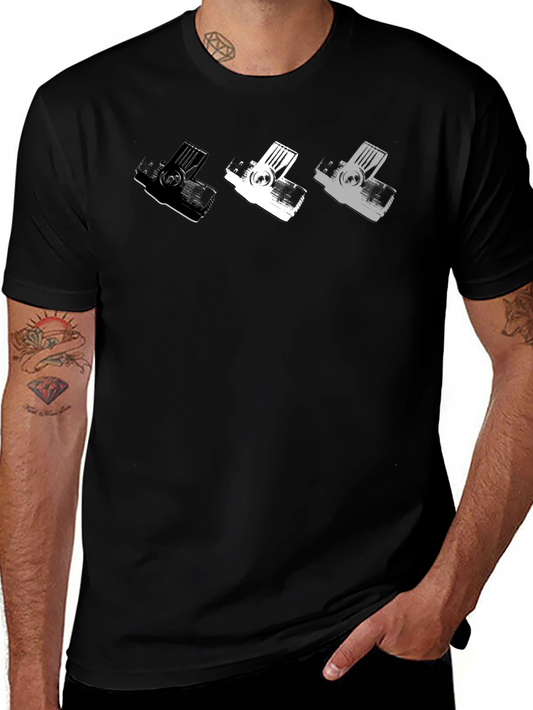Retro Camera T-Shirt - Mens Black Graphic Tee