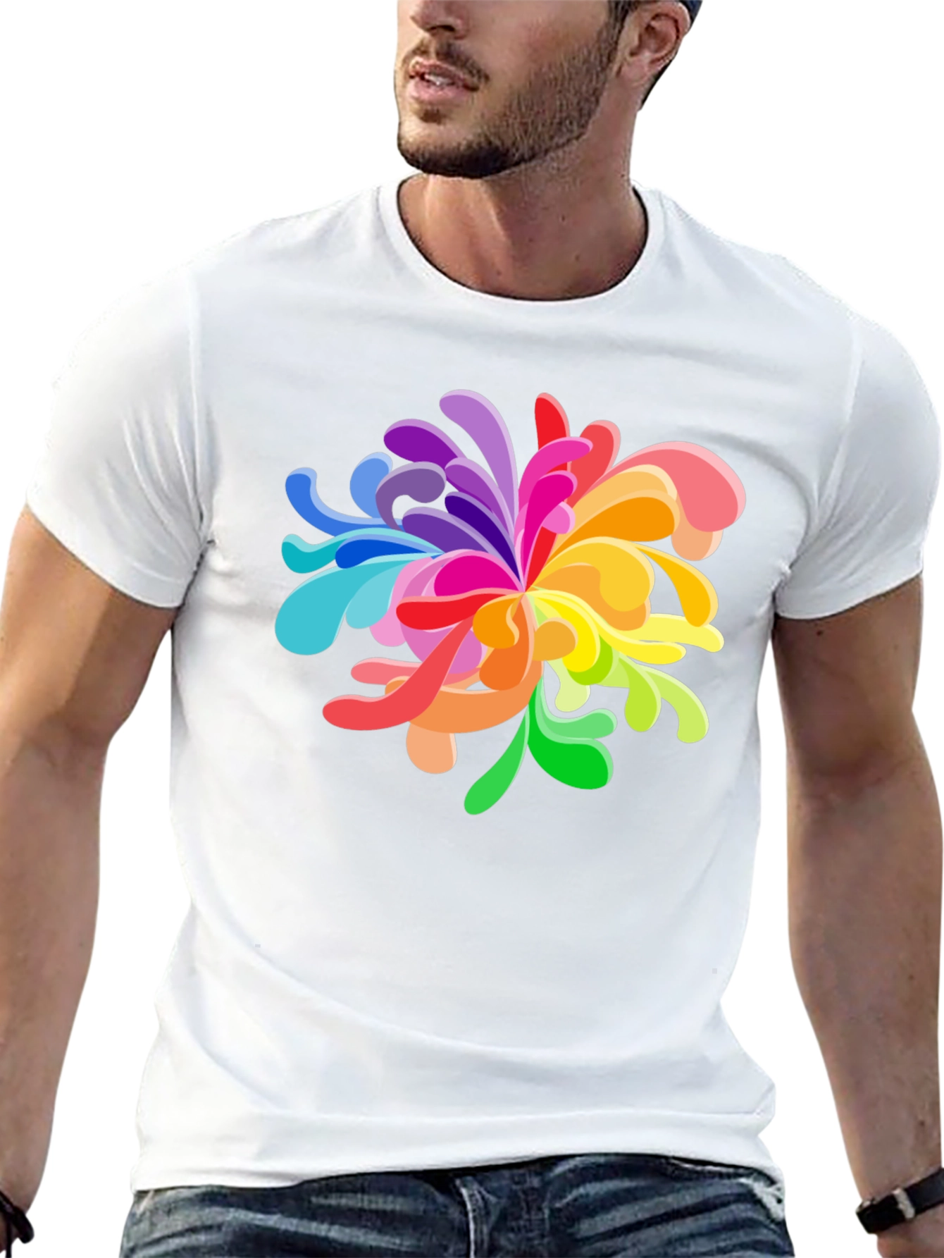 Vibrant Floral Graphic Tee - Black Cotton Blend