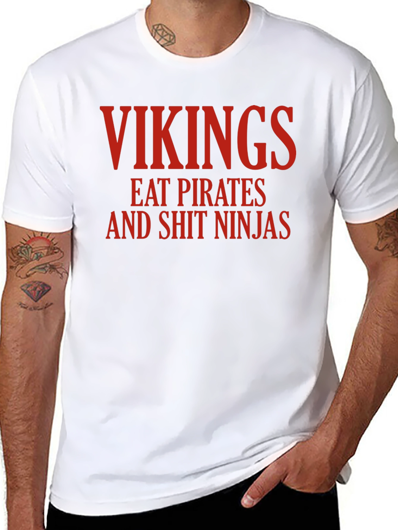 Vikings Eat Pirates Funny Graphic T-Shirt