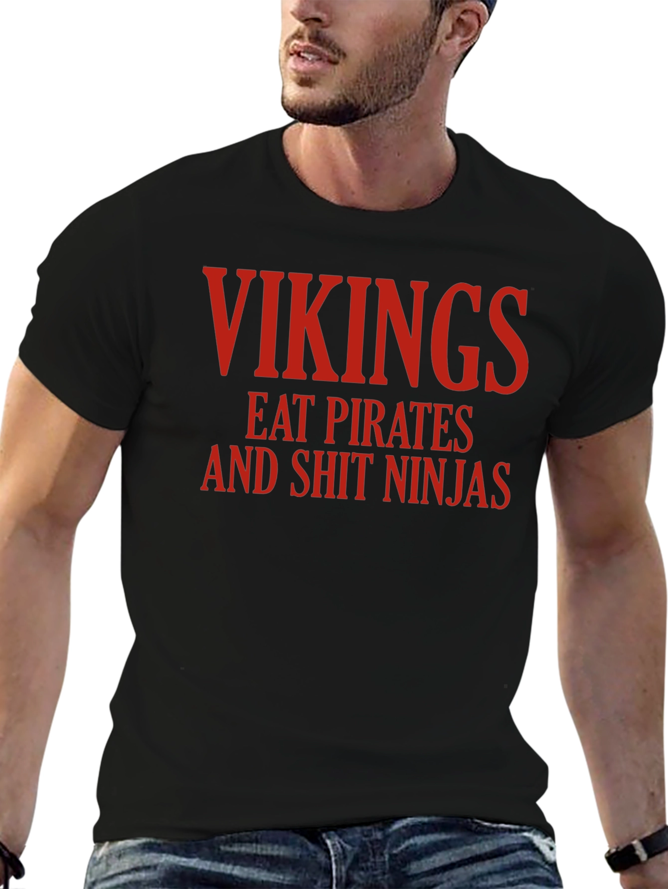 Vikings Eat Pirates Funny Graphic T-Shirt