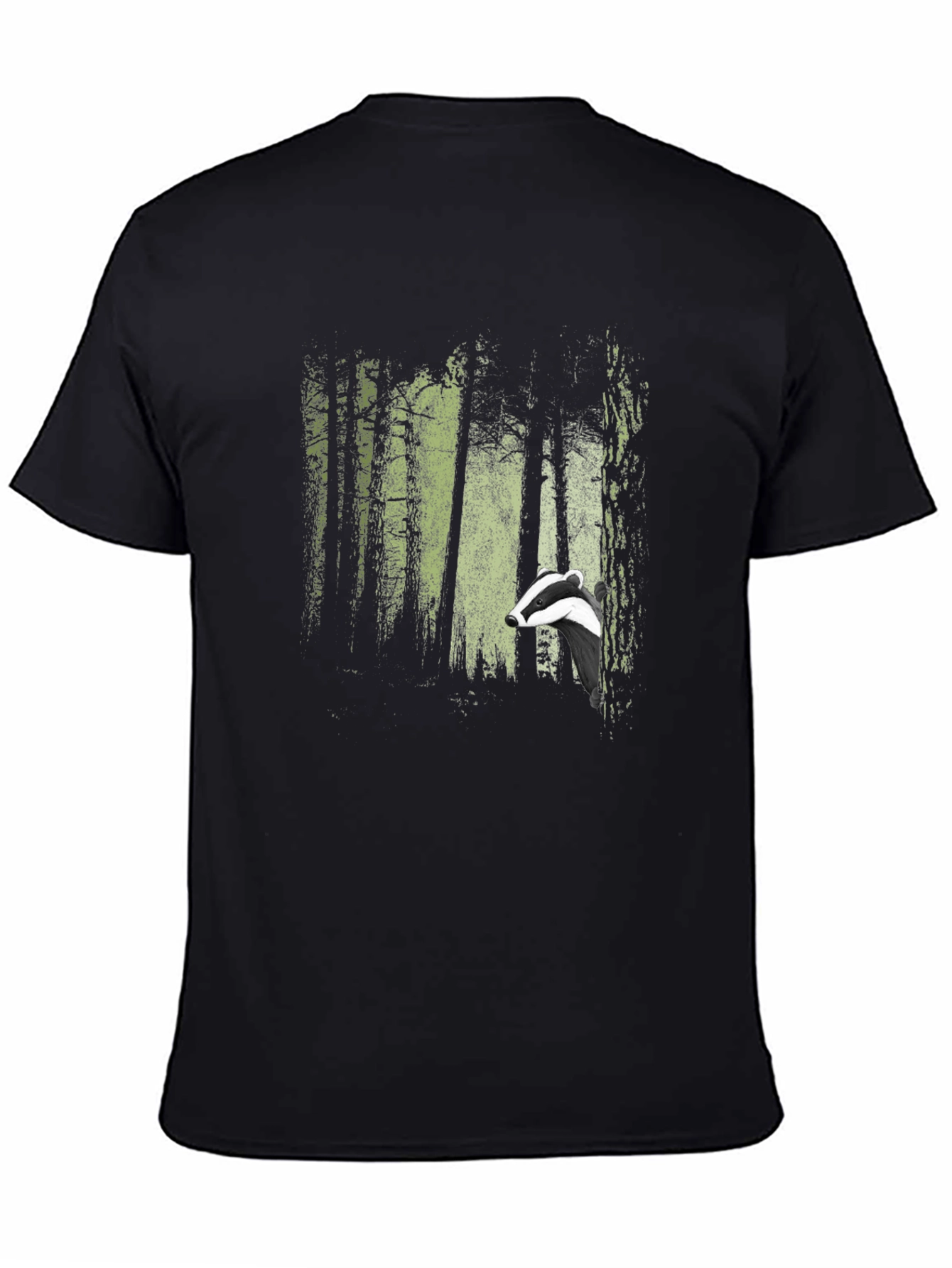 Badger Forest Graphic Print Black T-Shirt