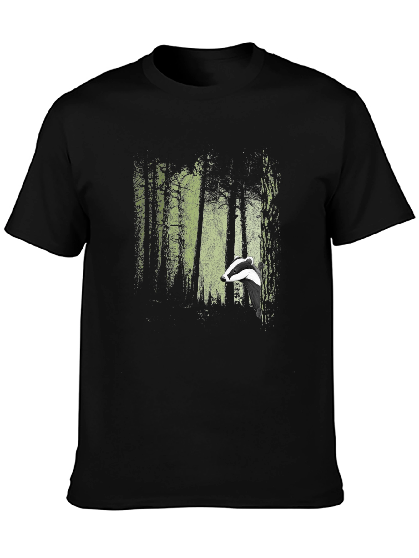 Badger Forest Graphic Print Black T-Shirt