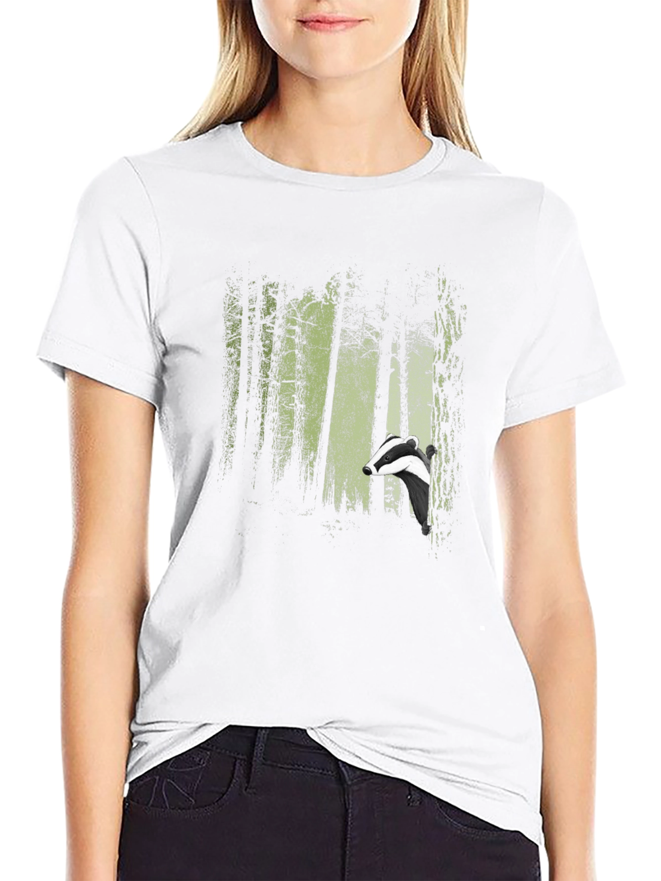 Badger Forest Graphic Print Black T-Shirt