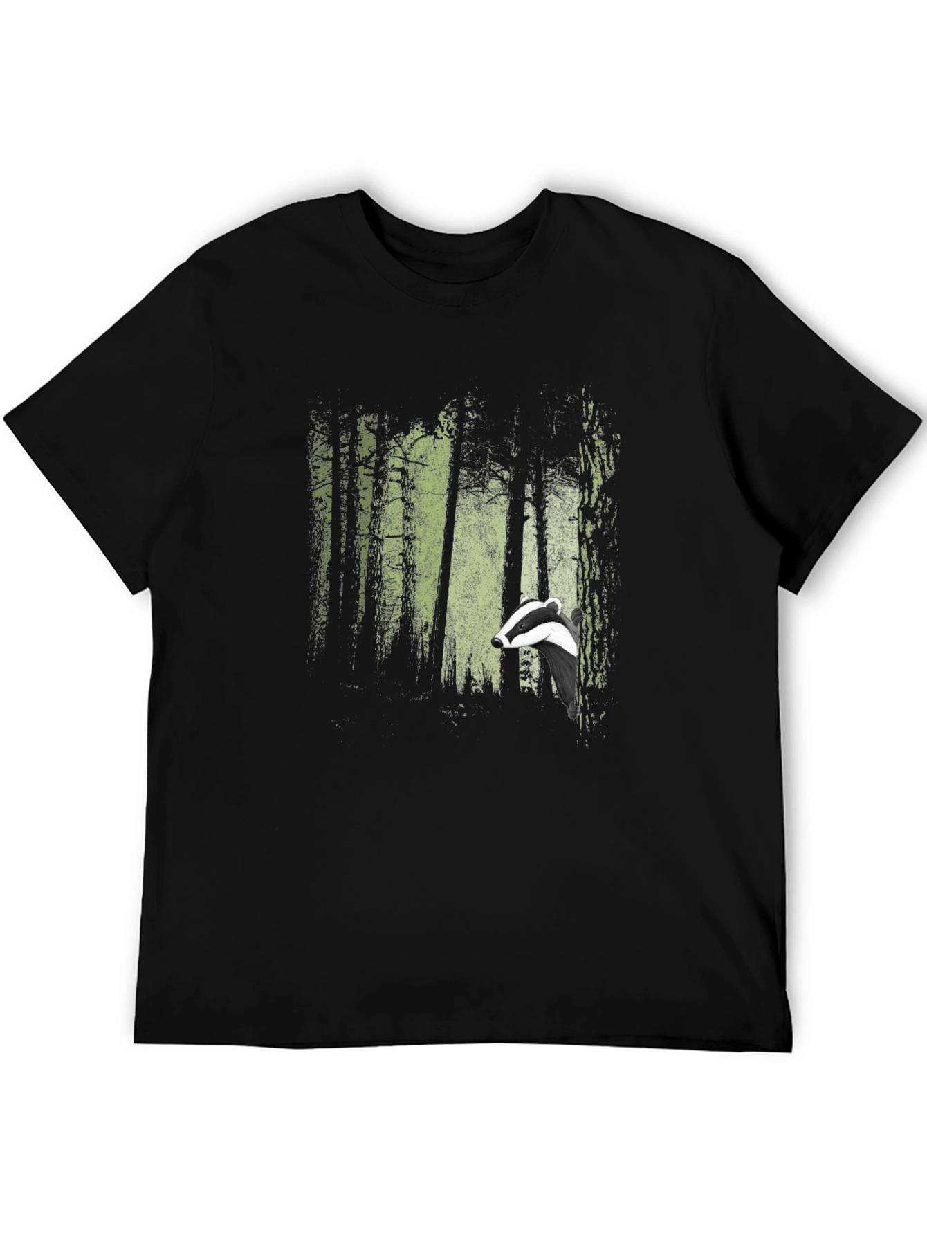 Badger Forest Graphic Print Black T-Shirt