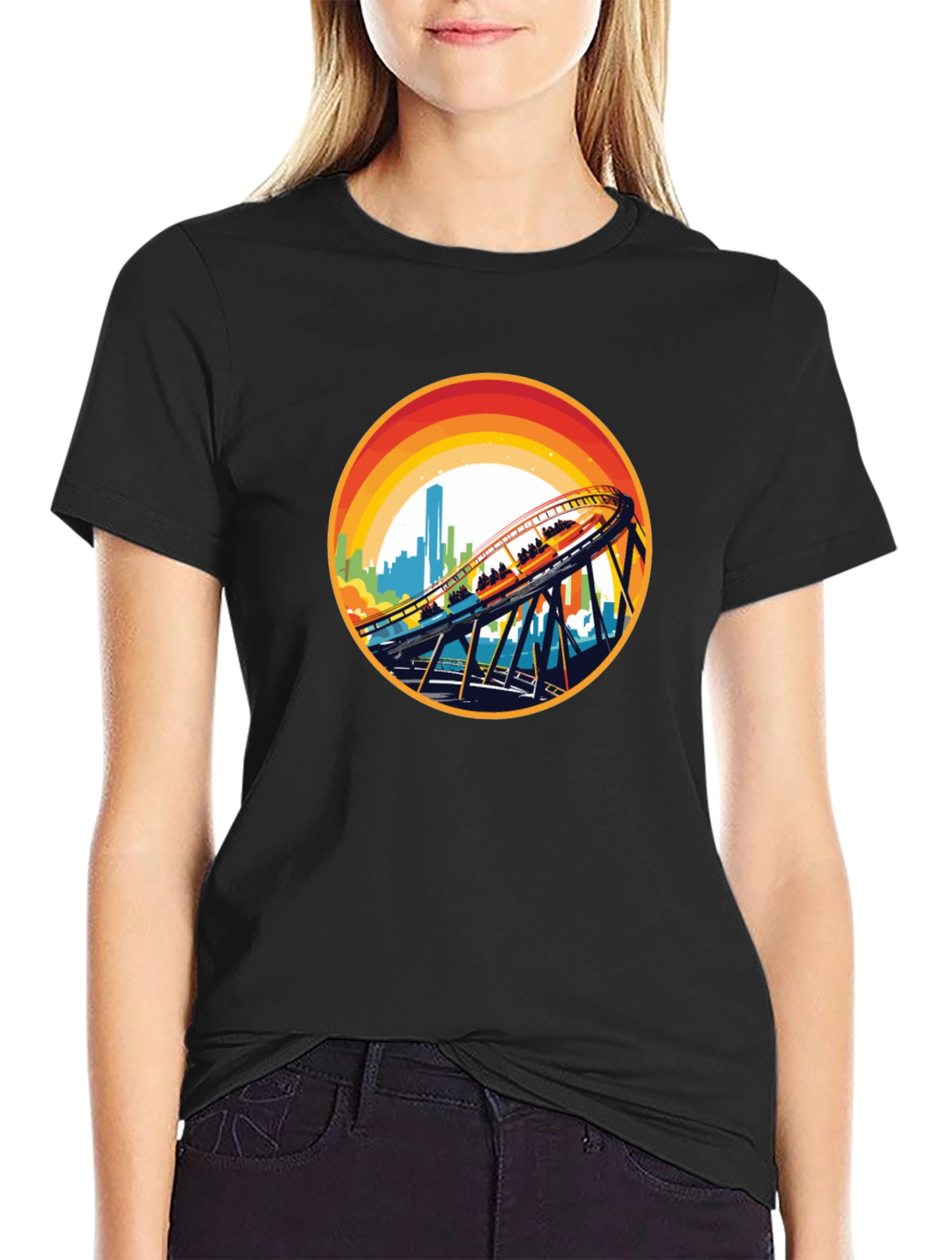 Roller Coaster Cityscape Graphic Tee