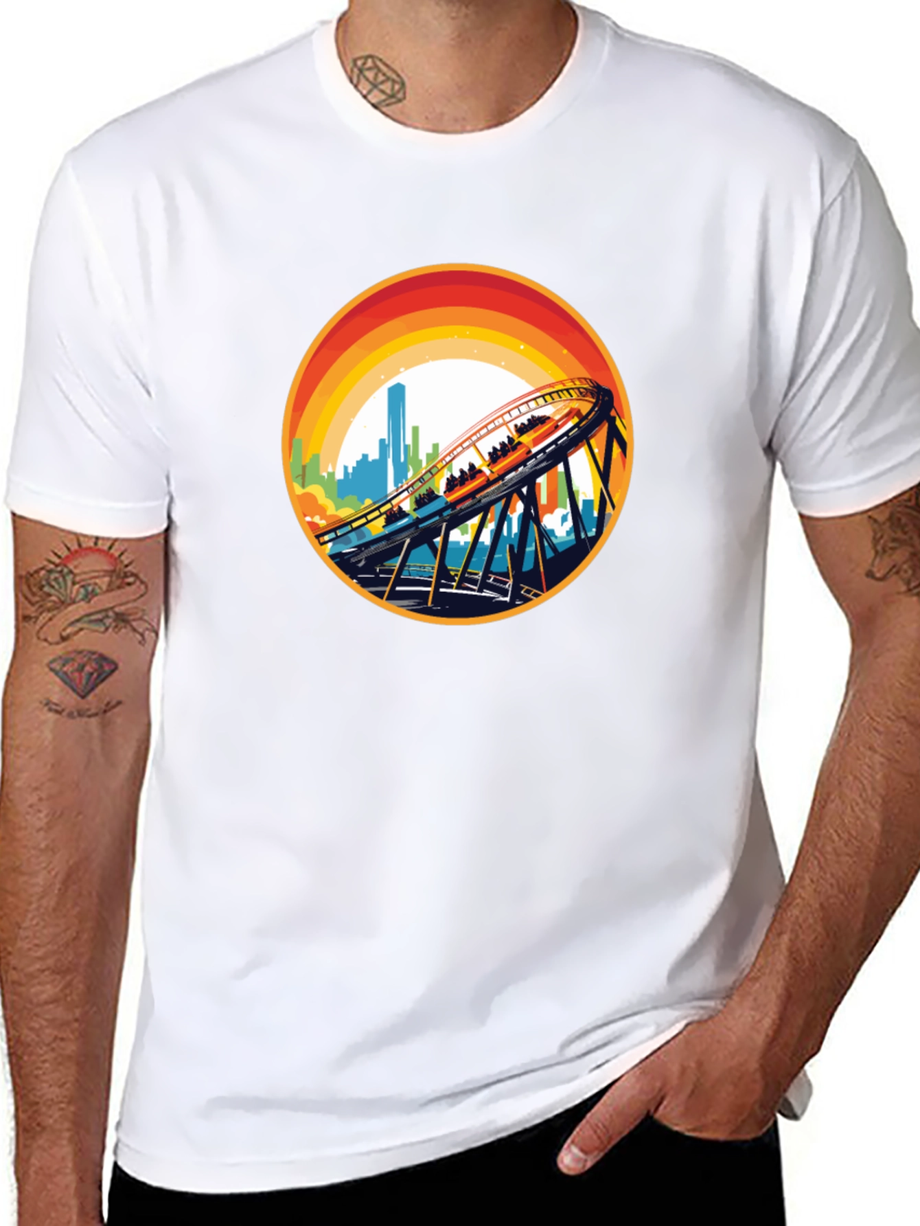 Roller Coaster Cityscape Graphic Tee