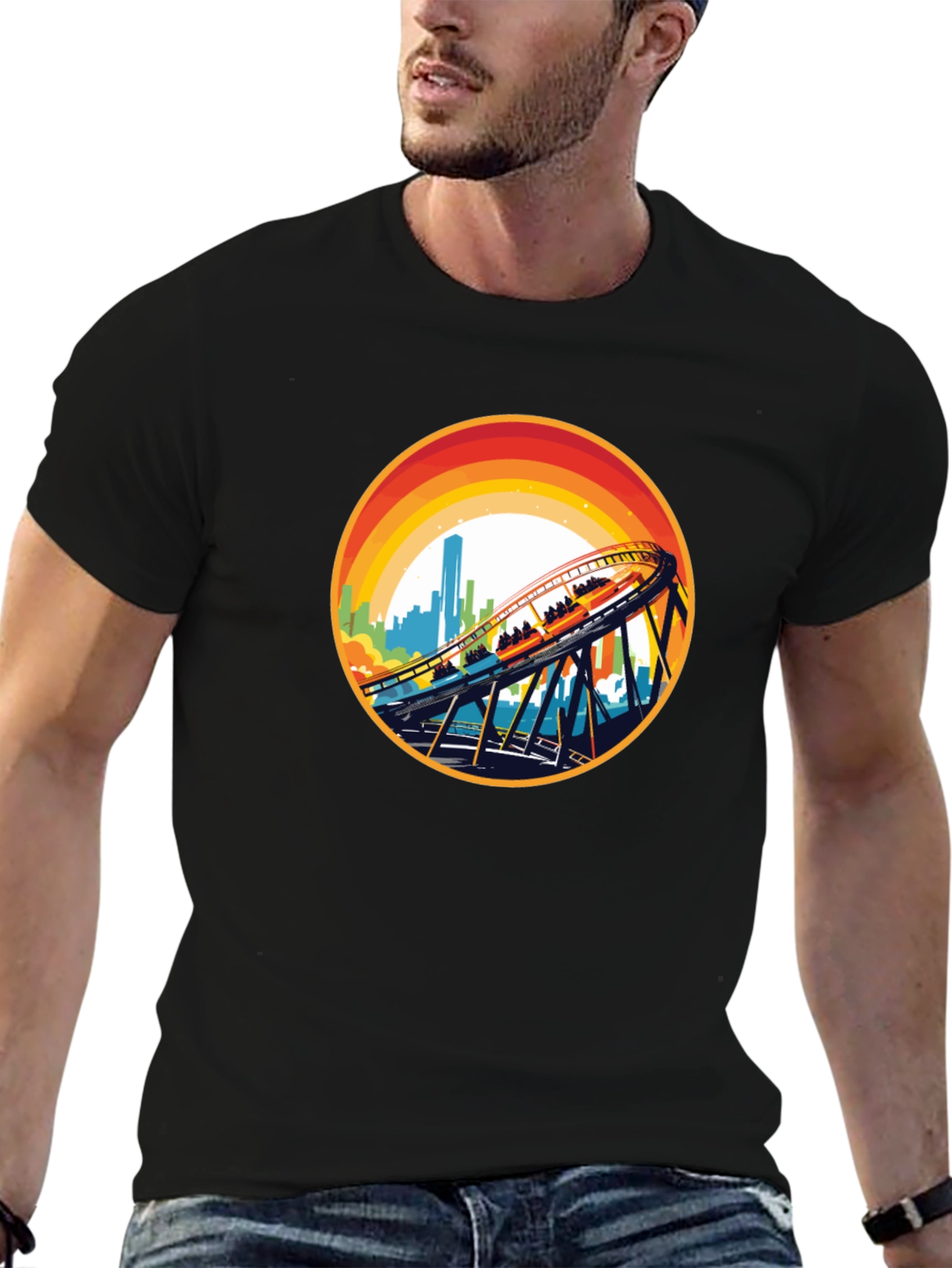 Roller Coaster Cityscape Graphic Tee