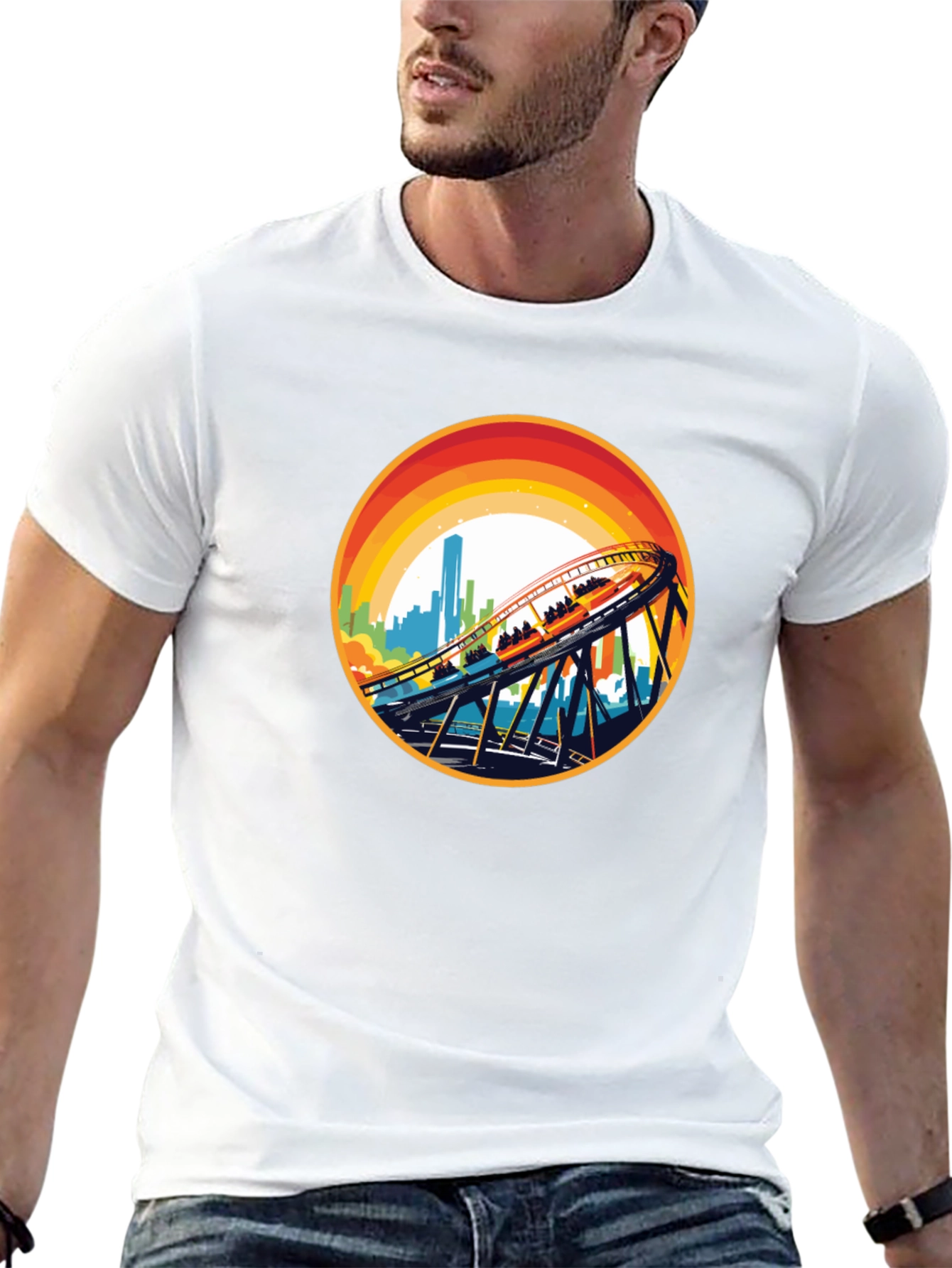 Roller Coaster Cityscape Graphic Tee