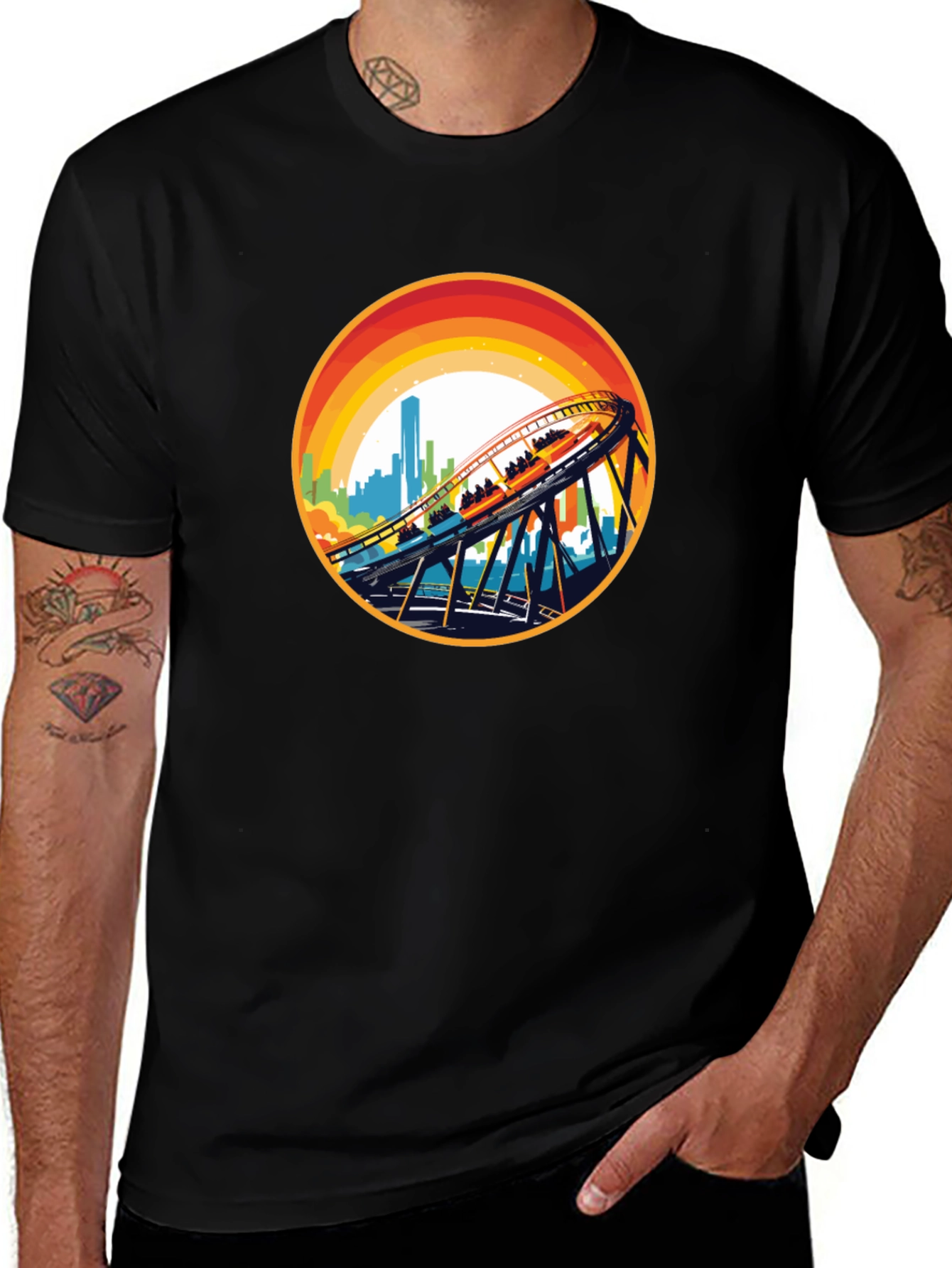 Roller Coaster Cityscape Graphic Tee