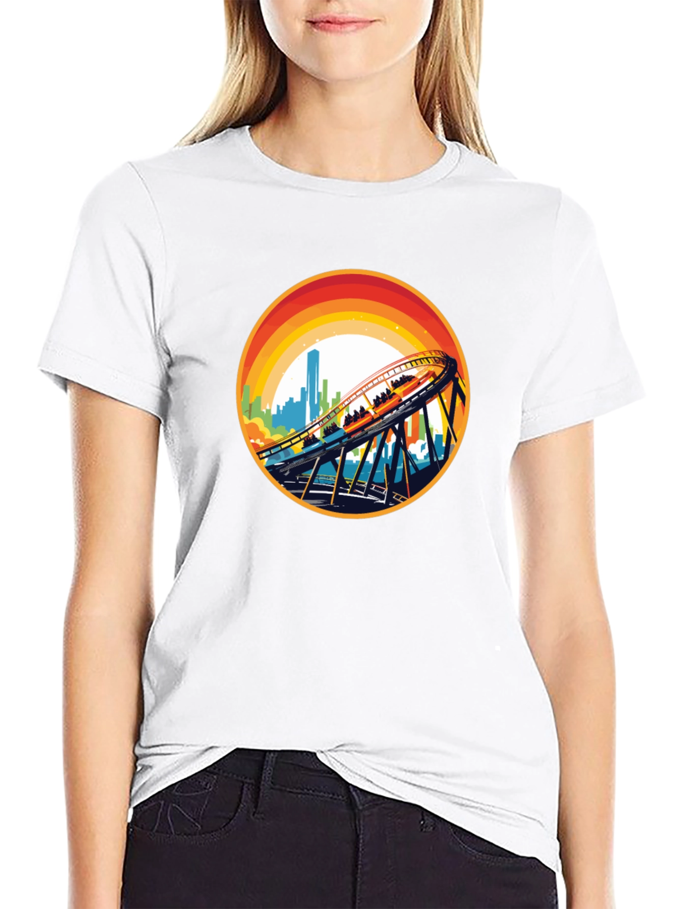 Roller Coaster Cityscape Graphic Tee