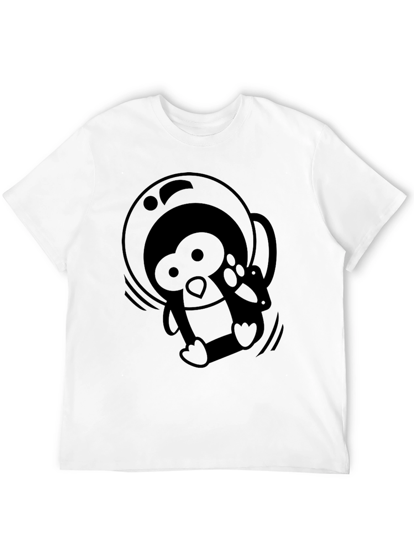 Astronaut Penguin Black T-Shirt