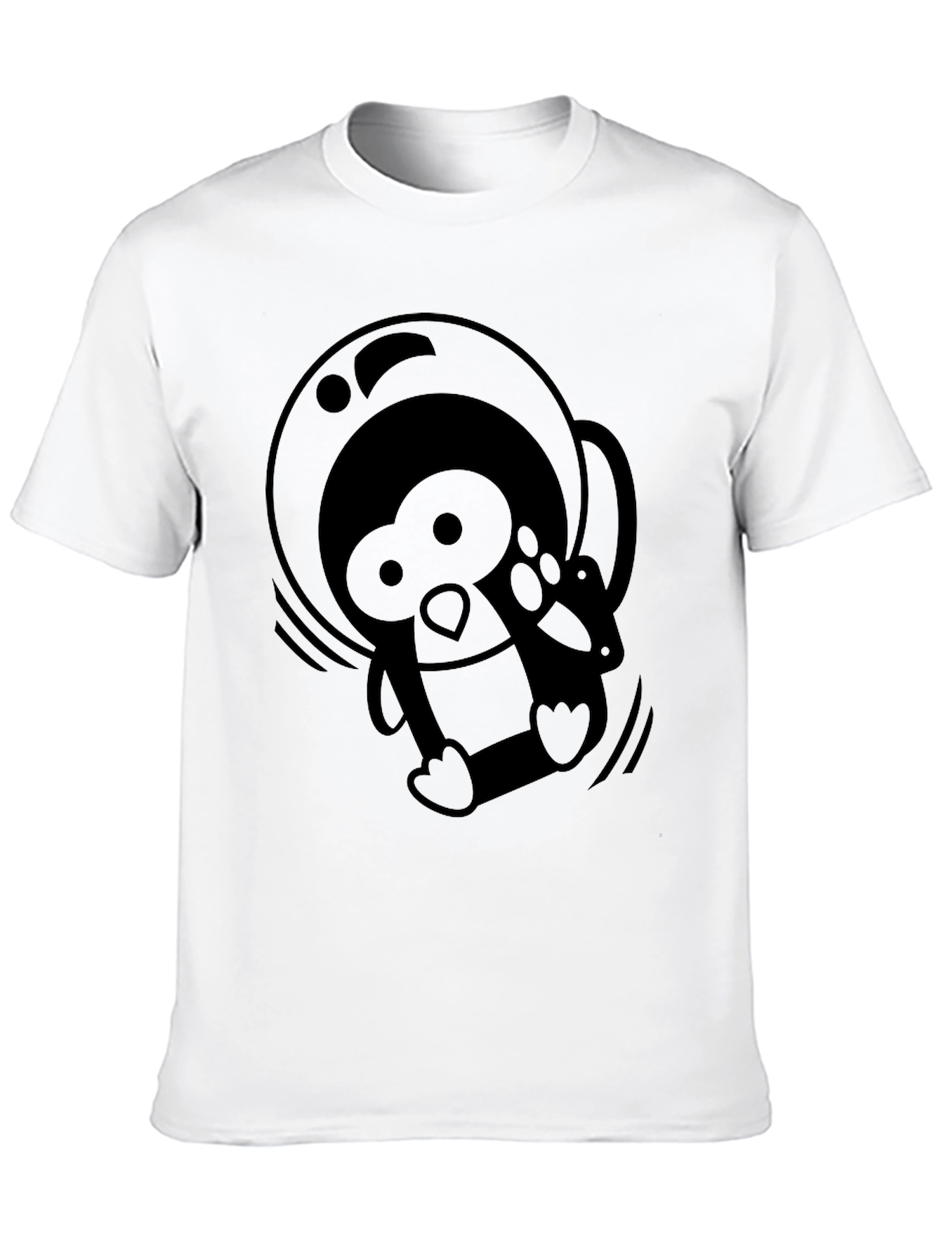 Astronaut Penguin Black T-Shirt