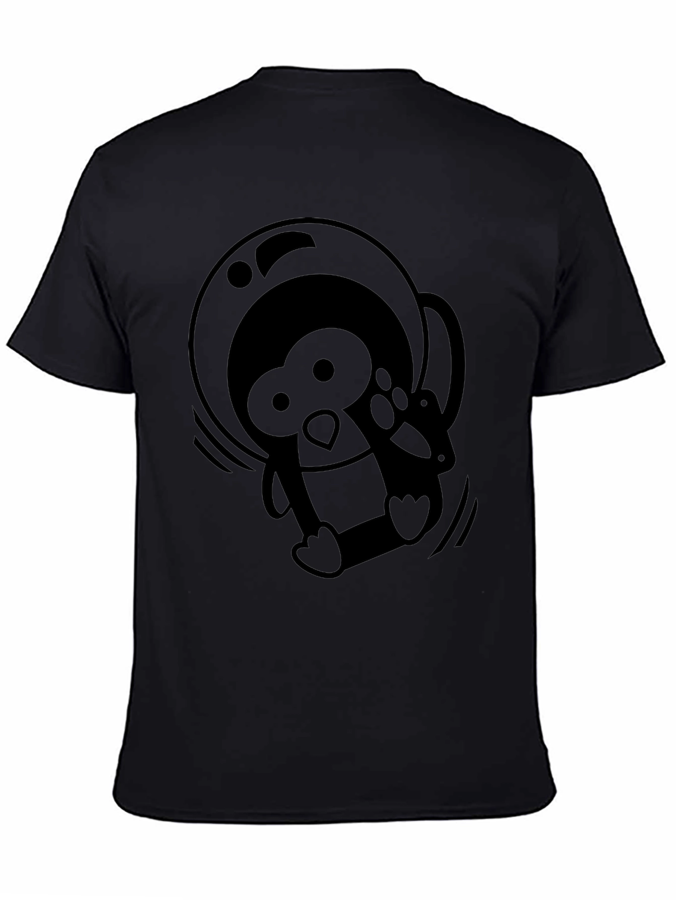 Astronaut Penguin Black T-Shirt