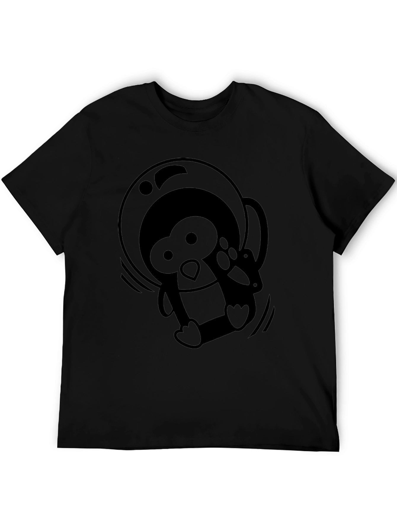 Astronaut Penguin Black T-Shirt