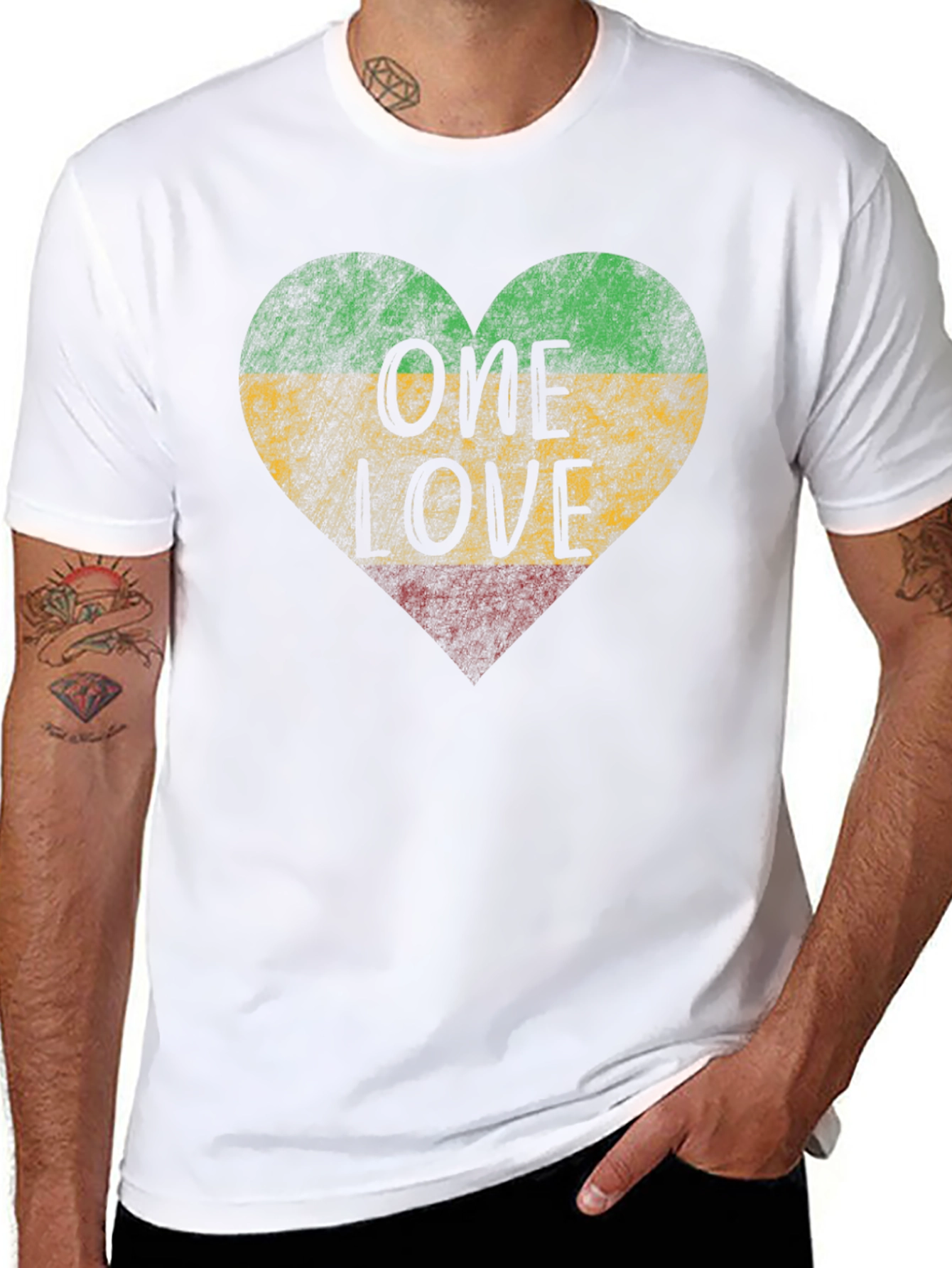 One Love Rasta Heart T-Shirt - Reggae Style
