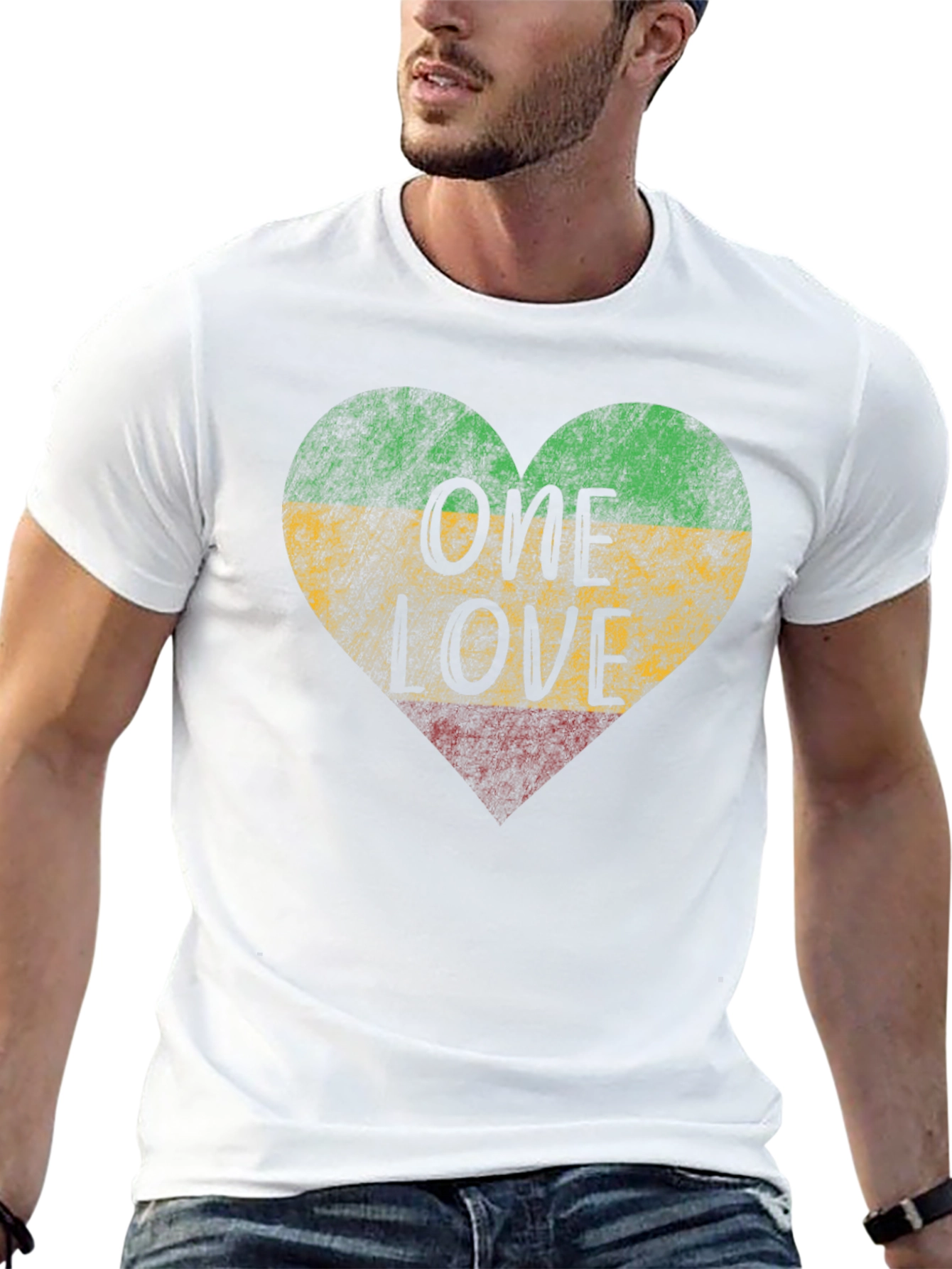 One Love Rasta Heart T-Shirt - Reggae Style