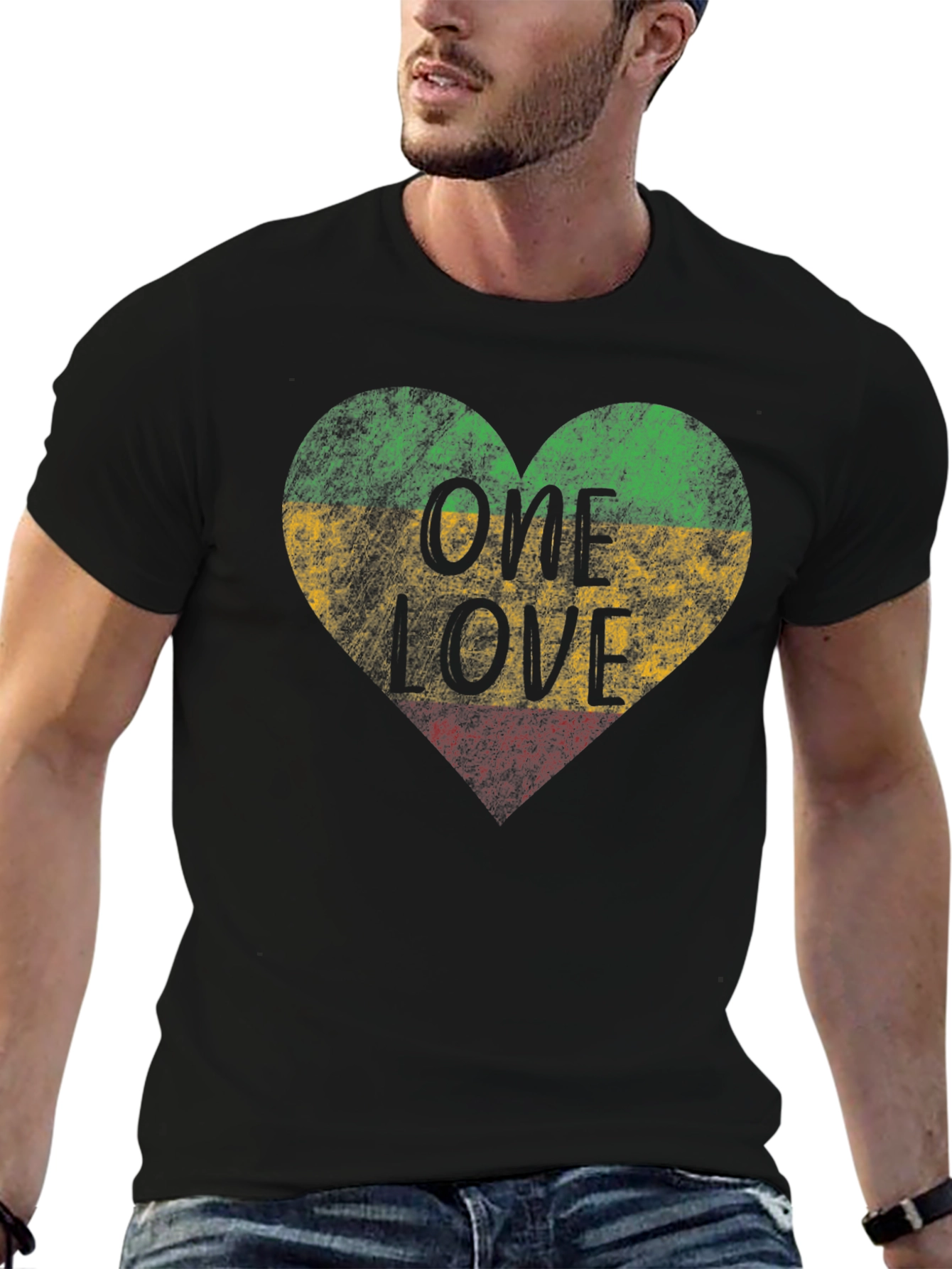 One Love Rasta Heart T-Shirt - Reggae Style