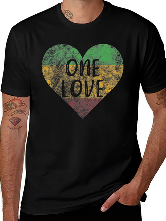 One Love Rasta Heart T-Shirt - Reggae Style