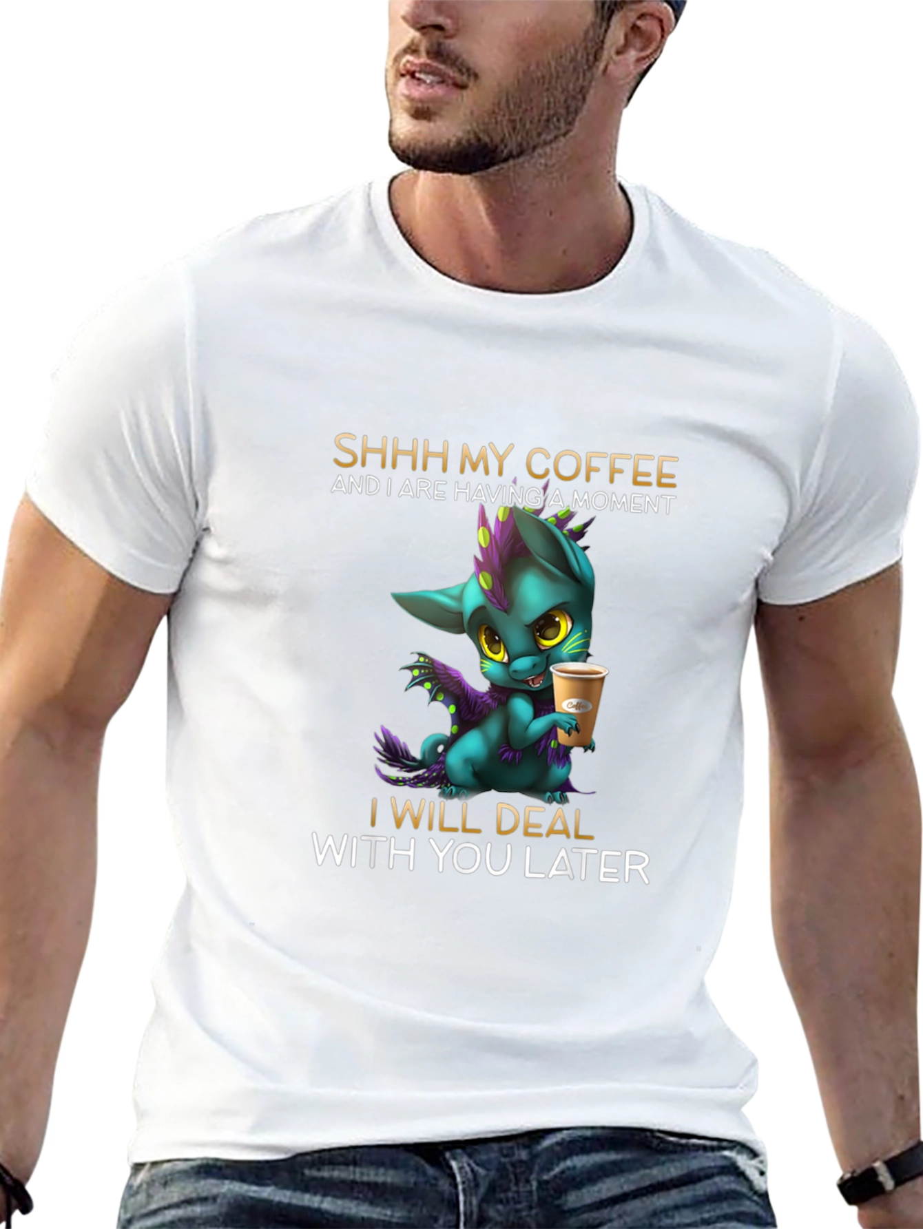 Coffee Lover T-Shirt - Dragon Design