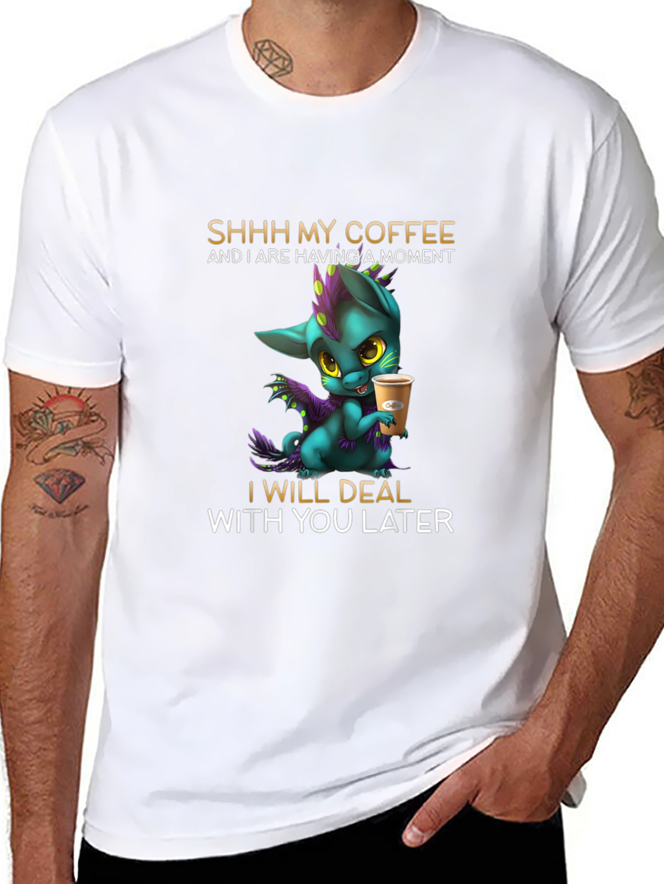 Coffee Lover T-Shirt - Dragon Design