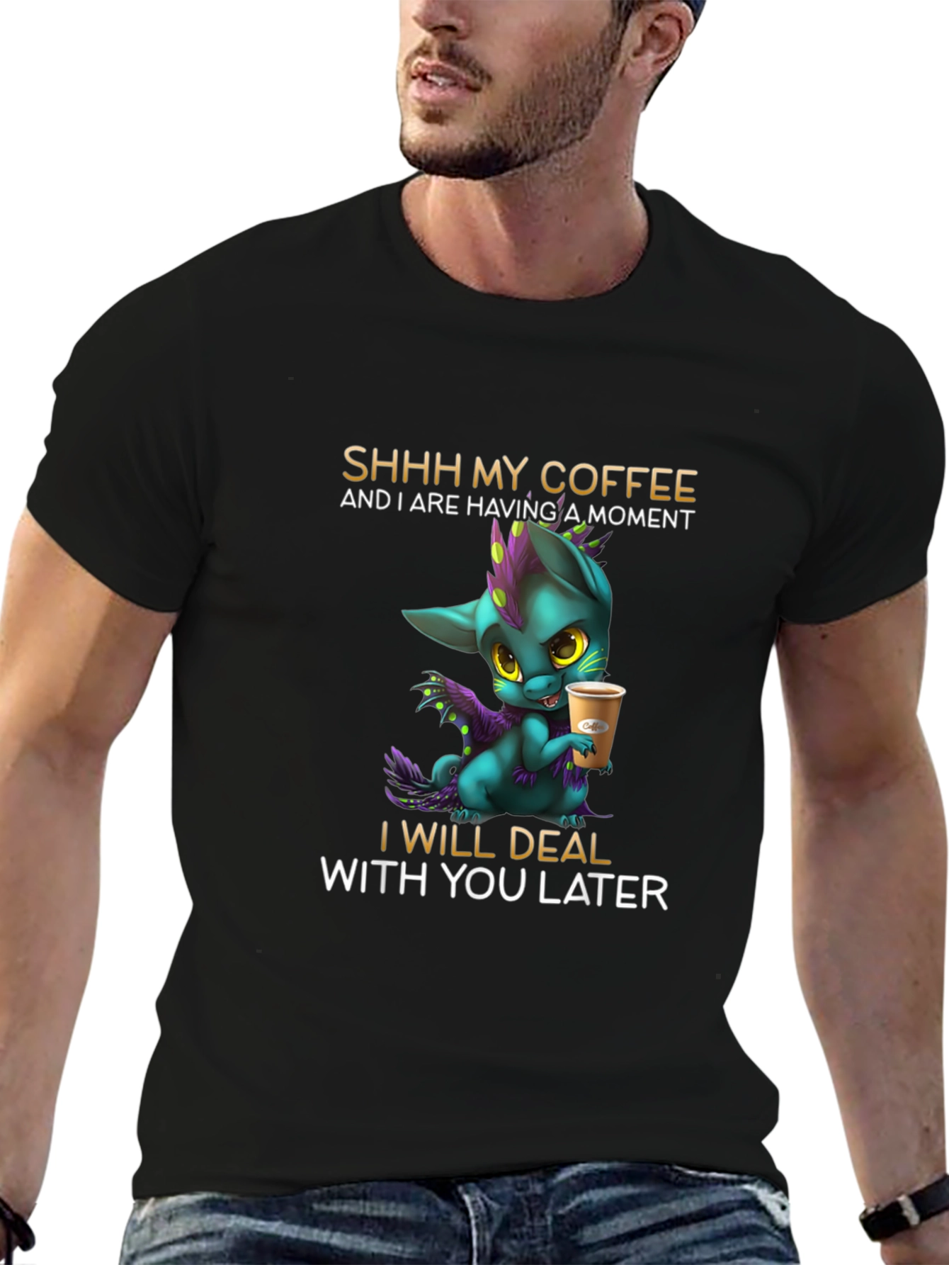 Coffee Lover T-Shirt - Dragon Design