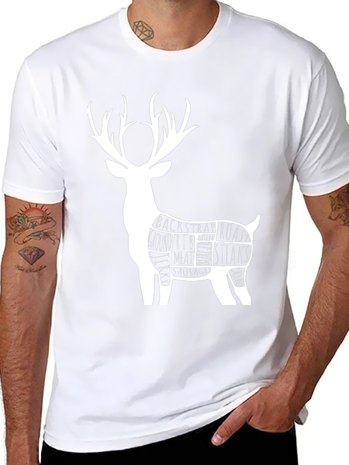 Deer Meat Cuts Graphic T-Shirt